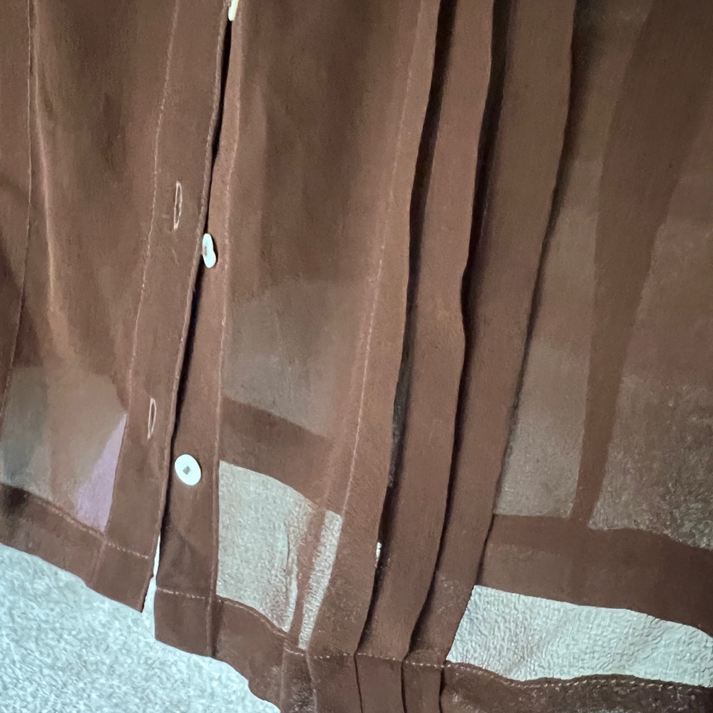 Designers Originals Sheer Brown Blouse with Floral Embroidery - Picture 7 of 7